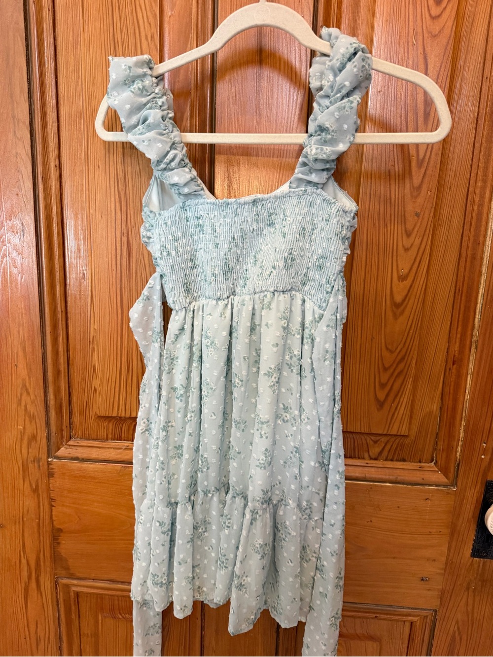 Altar'd State Light Blue Floral Ruffle Strap Dress